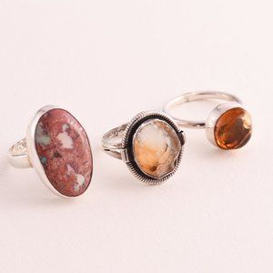 3 sterling silver rings - (54)